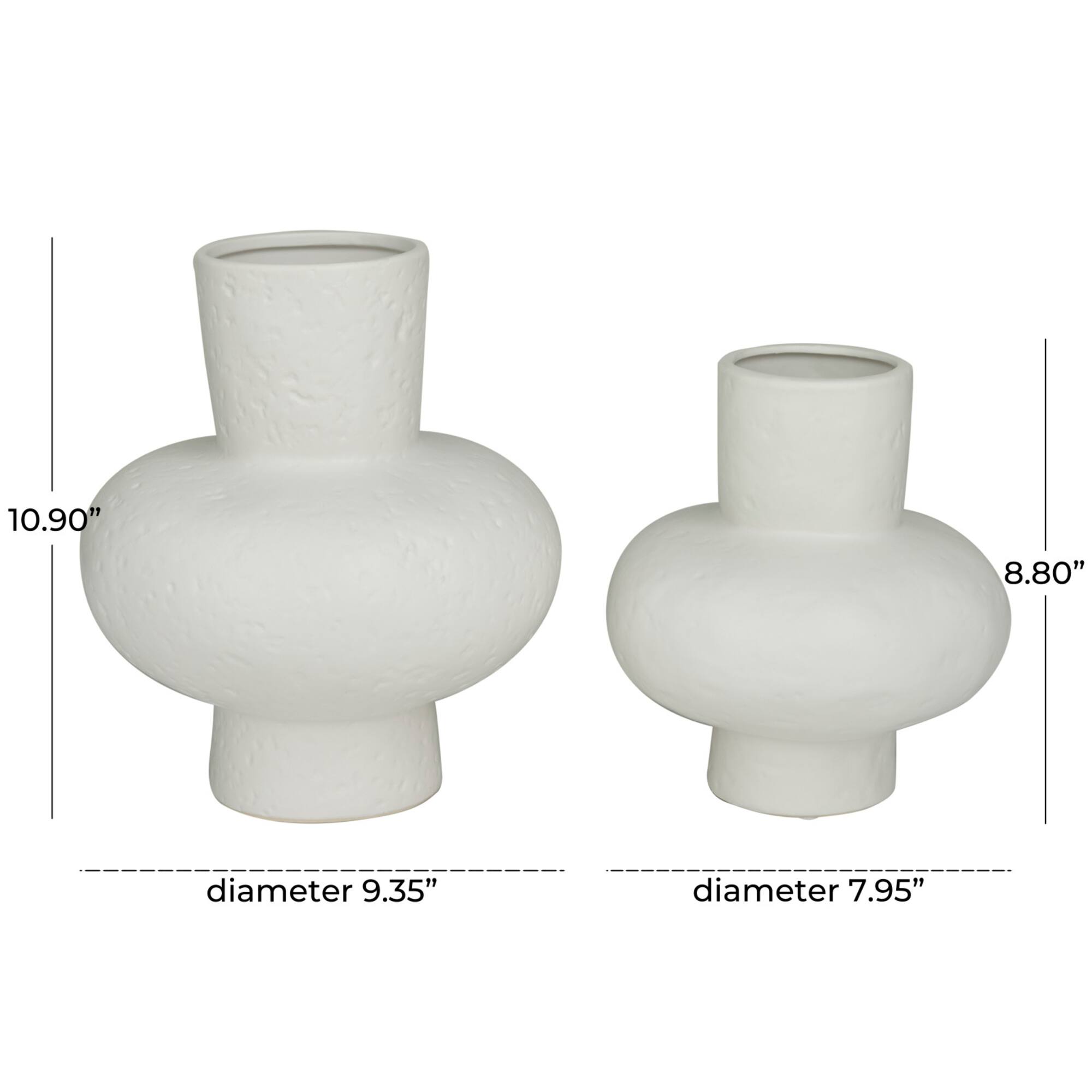 CosmoLiving by Cosmopolitan White Ceramic Gourd Style Vase Set of 2 9", 11"